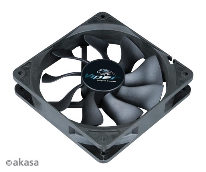 Akasa BLACK Edition 12cm Viper High Performance S-Flow fan delivering up to 84CFM of Airflow