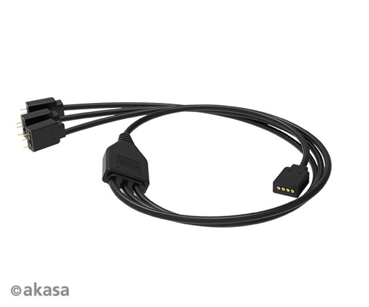 Akasa VEGAS AR7 Kit Triple 120mm addressable RGB LED fan pack with 1-to-3 splitter and extension cable