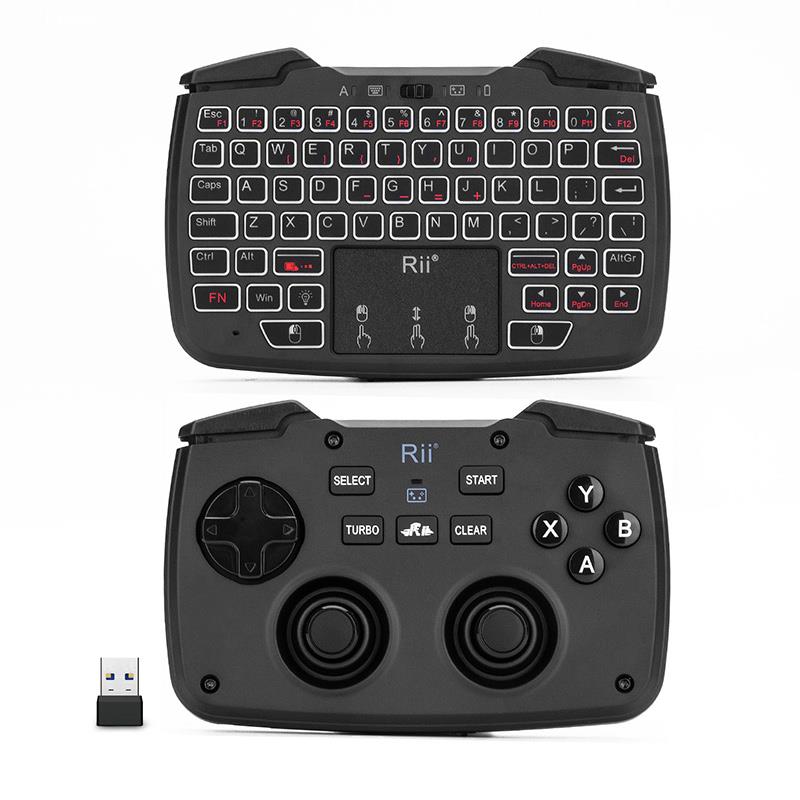 Mini Wireless Game Controller Mouse Keyboard Combo 2 4GHz game controller with D-padABXY buttonL1R1L2R2Turbo functionvibration and QWERTY keyboard Tou