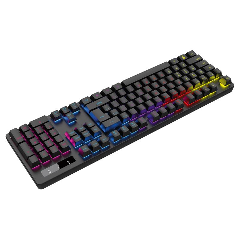 VARR Fighter 3 Gaming RGB Black mechanical multimedia keyboard met Xinda Blue Switch - 26 keys anti-ghosting - 12 lighting modes 6 LED colors