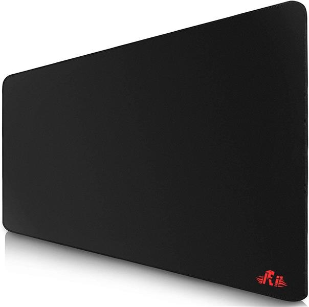 Rii muismat 400x900 mm 3mm dik glanzend stoffen bekleding op rubber aan de rand gestikt - rood Rii logo