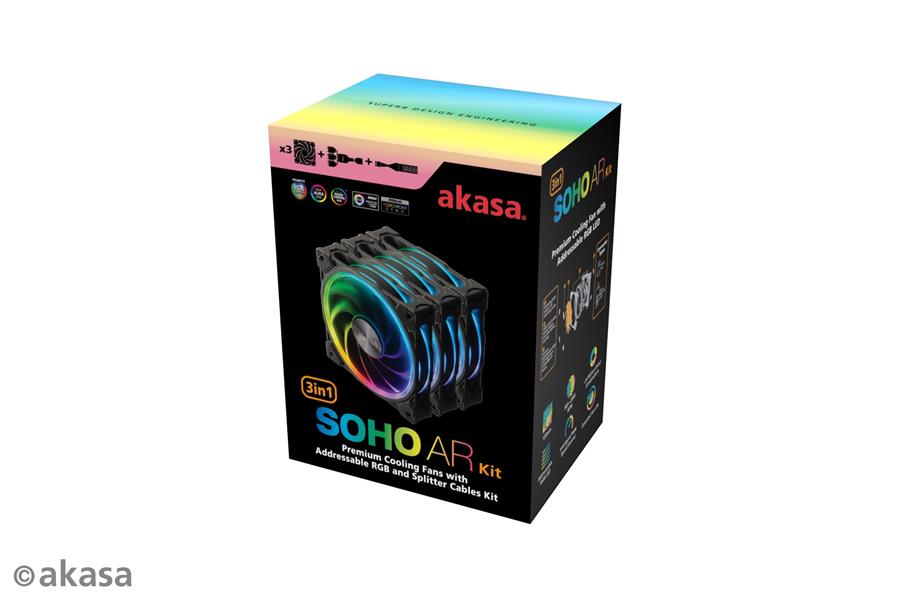 Akasa SOHO AR 12cm ARGB PWM fan 3pcs bundle