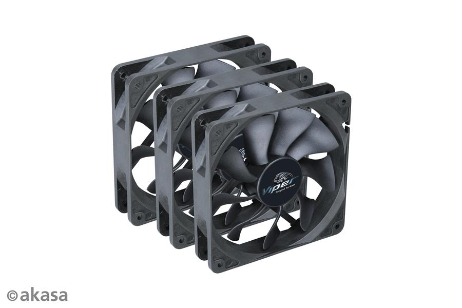 Akasa Viper Black S-FLOW blade 12cm Fan 3 pcs bundle