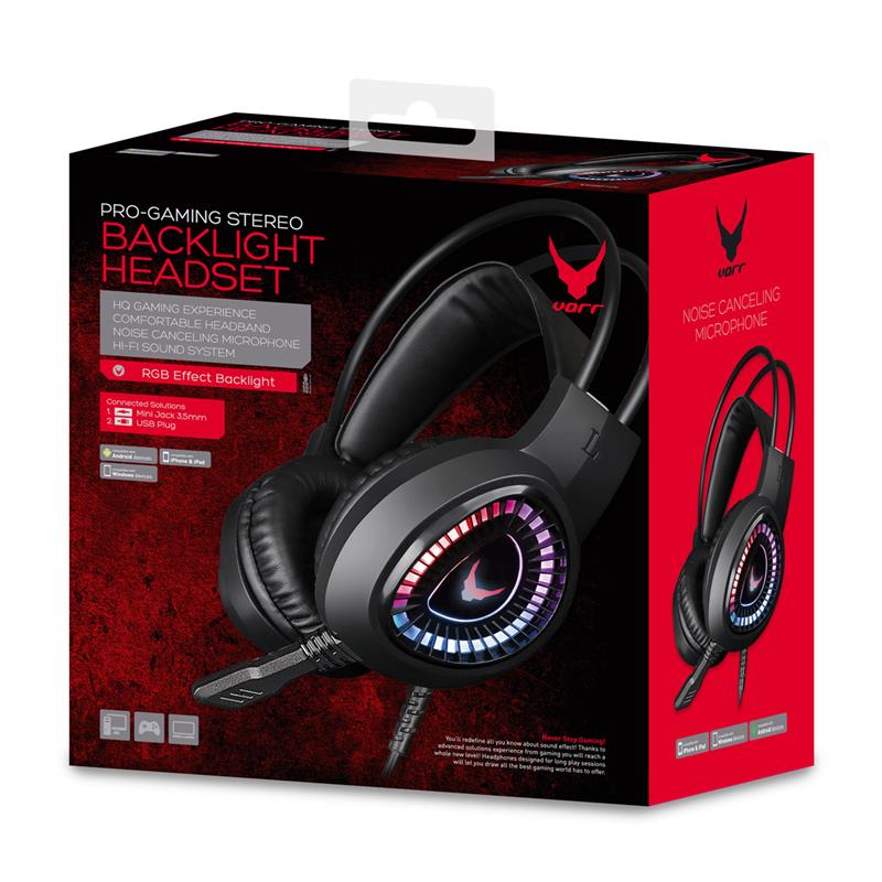 Varr VH8010L hoofdtelefoon/headset Bedraad Hoofdband Gamen Zwart