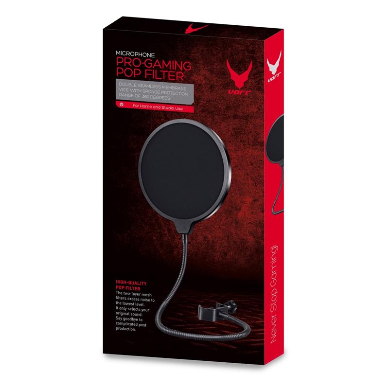 VARR Gaming Vlogging microphone POP filter - 15 5 cm - arm lengte 35 cm 4 cm mounting clamp