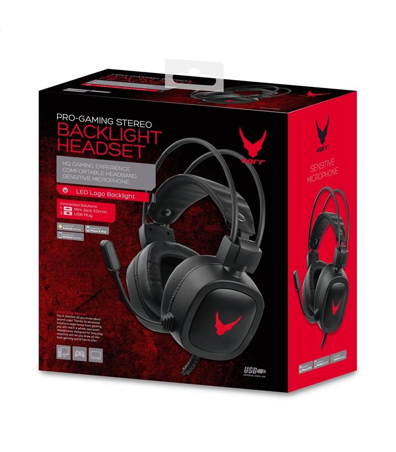 Varr VH6020B hoofdtelefoon/headset Bedraad Hoofdband Gamen Zwart, Rood
