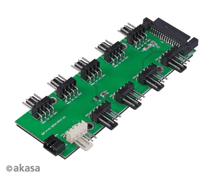 Akasa FLEXA FP10H expands PWM fan header 1 to 10 with 30CM cable 10 fans on 1 pwm connection 