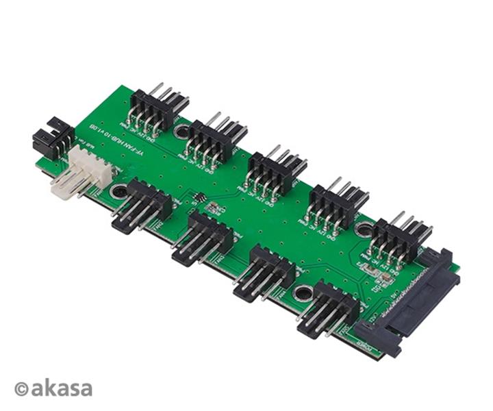 Akasa FLEXA FP10H expands PWM fan header 1 to 10 with 30CM cable 10 fans on 1 pwm connection 