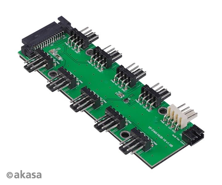 Akasa FLEXA FP10H expands PWM fan header 1 to 10 with 30CM cable 10 fans on 1 pwm connection 