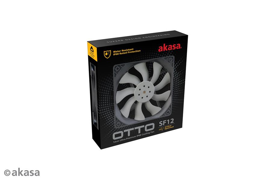 Akasa OTTO SF12 Airflow Optimised IP68 water resistant fan 4pin PWM 2000RPM 12cm