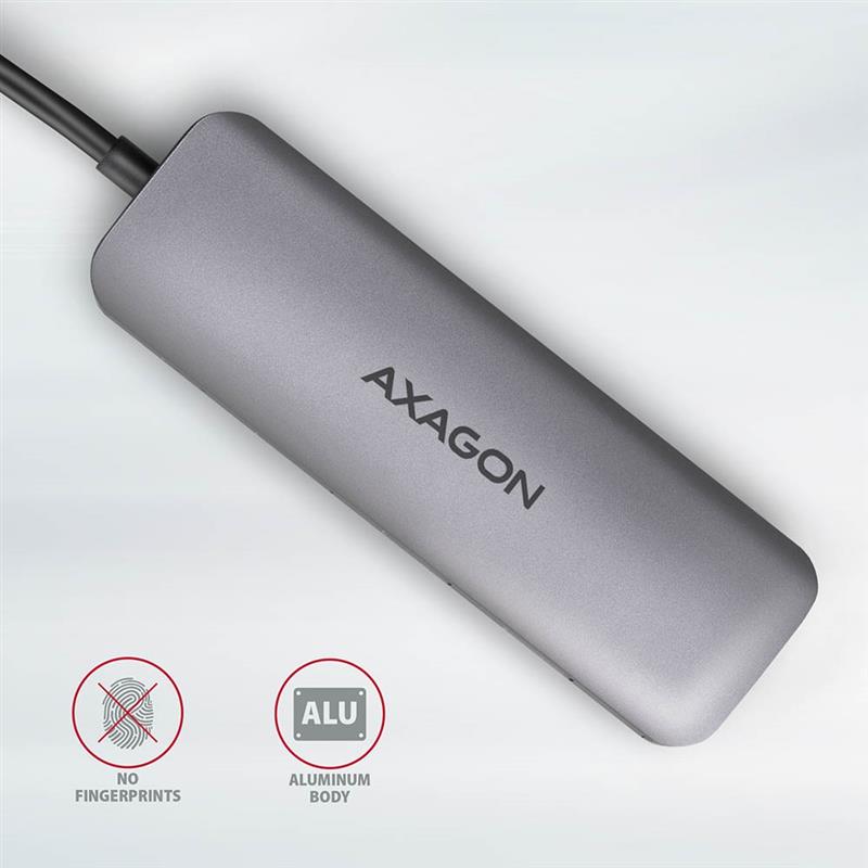 AXAGON 2x USB-A HDMI SD microSD USB 3 2 Gen 1 hub PD 100W 20cm USB-C cable *USBCM *USBCF *HDMIF *USBAF *SDF *MSDF