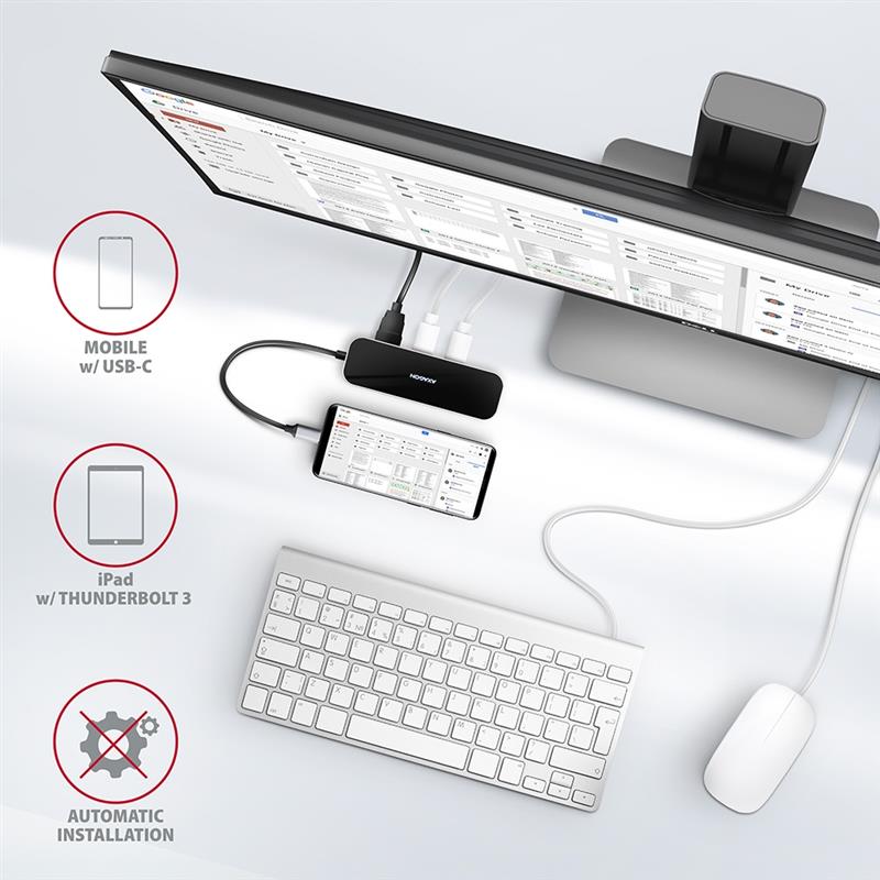 AXAGON 3x USB-A HDMI RJ-45 USB 3 2 Gen 1 hub PD 100W 20cm USB-C cable