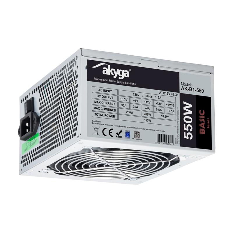 Akyga ATX power supply 550W Akyga P4 PCI-E 6 2 pin 3x SATA 2x Molex PPFC FAN 12cm