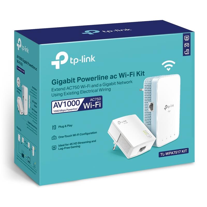 TP-Link TL-WPA7517 KIT PowerLine-netwerkadapter 1000 Mbit/s Ethernet LAN Wifi Wit