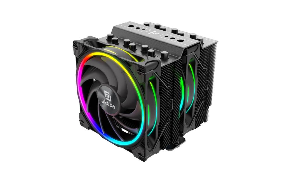 Akasa SOHO H7 Premium Dual Tower 7-Heatpipe CPU Cooler with Addressable RGB 250 Watt TDP LGA1200 1700 2011 2066 AM4 AM5