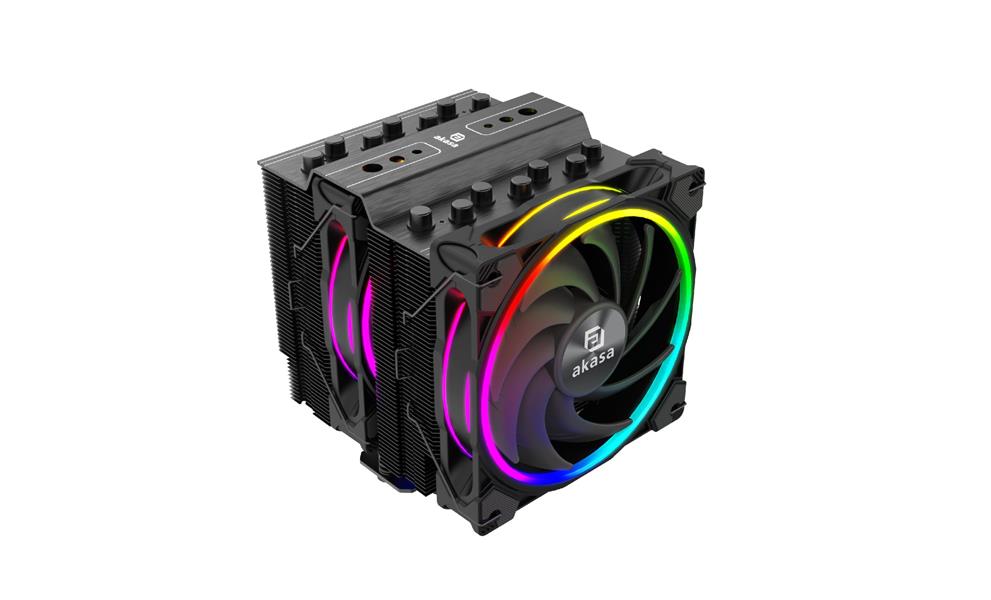 Akasa SOHO H7 Premium Dual Tower 7-Heatpipe CPU Cooler with Addressable RGB 250 Watt TDP LGA1200 1700 2011 2066 AM4 AM5