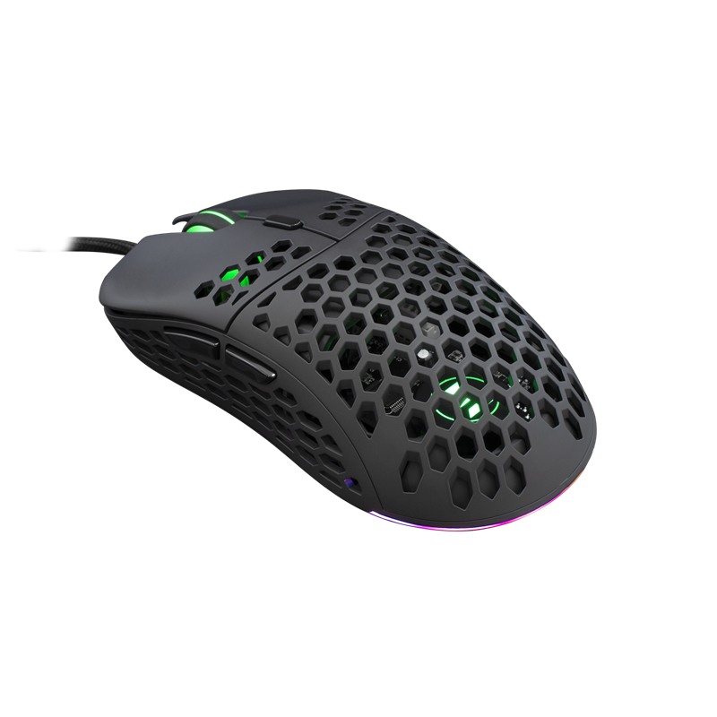 Eshark ESL-M4 NAGINATA lichtgewicht RGB Gaming muis - Zwart