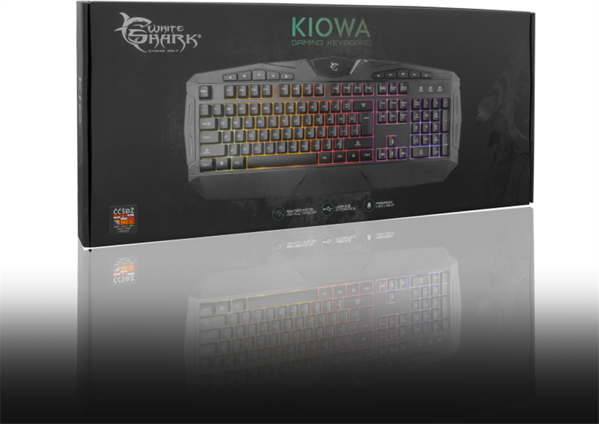 White Shark KIOWA GK-2021 Gaming toetsenbord met LED verlichting US Layout - Zwart