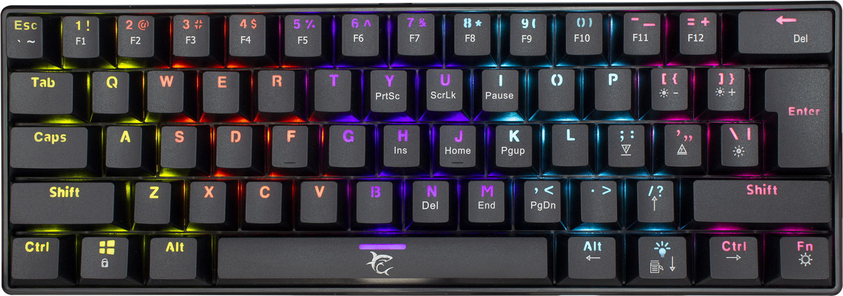 White Shark SHINOBI GK-2022 TKL Gaming toetsenbord met LED verlichting en Outemu blauwe mechanische switches US Layout - Zwart