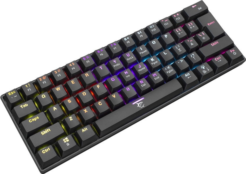 White Shark SHINOBI GK-2022 TKL Gaming toetsenbord met LED verlichting en Outemu blauwe mechanische switches US Layout - Zwart