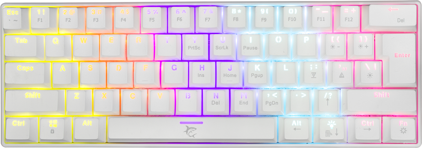 White Shark SHINOBI GK-2022 TKL Gaming toetsenbord met LED verlichting en Outemu Rode mechanische switches US Layout Wit