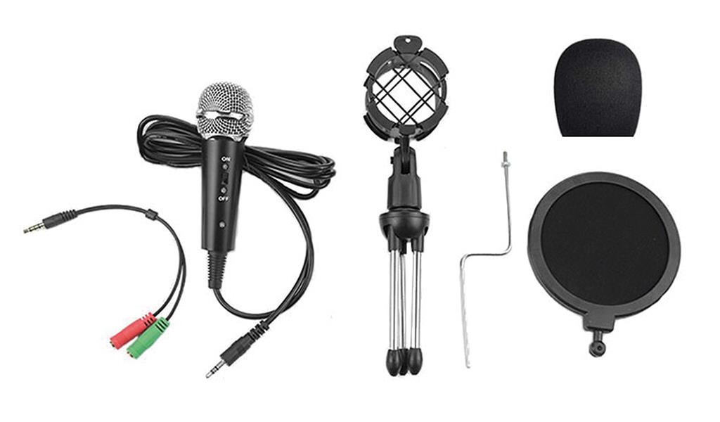 VARR Gaming Vloggin microphone scenic jack 3 5mm POP filter SHOCK basket tripod adapter