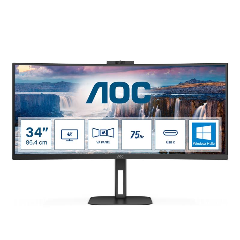 AOC V5 CU34V5CW 86,4 cm (34"") 3440 x 1440 Pixels Wide Quad HD LED Zwart