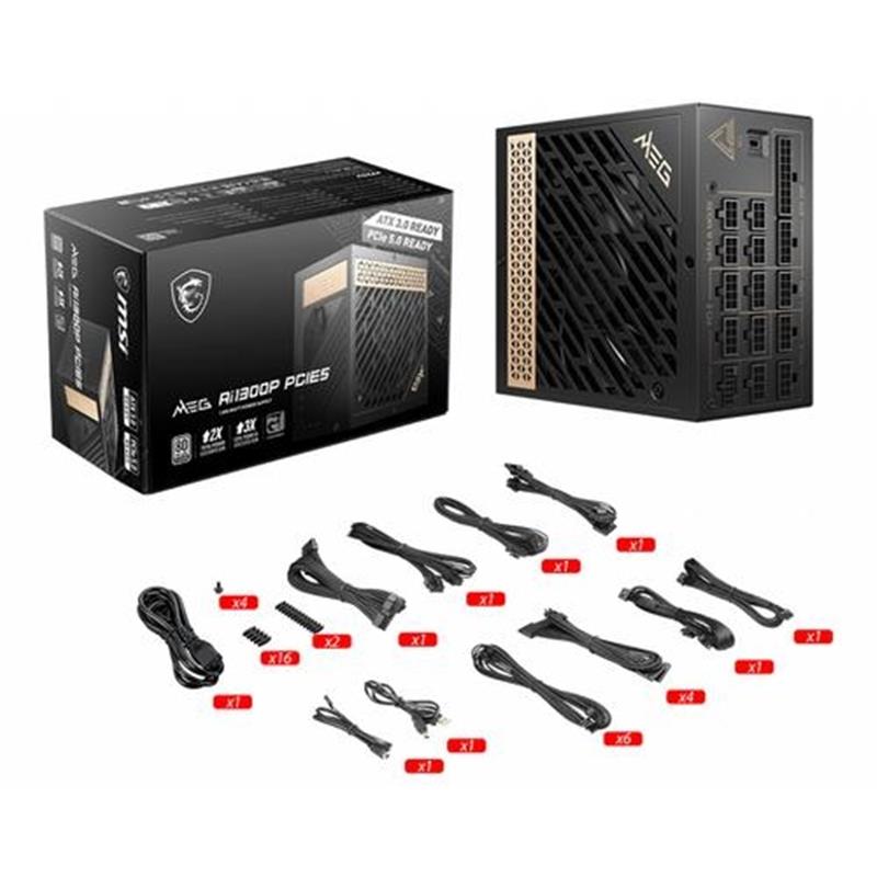 MSI MEG AI1300P PCIE5 power supply unit 1300 W 24-pin ATX ATX Zwart