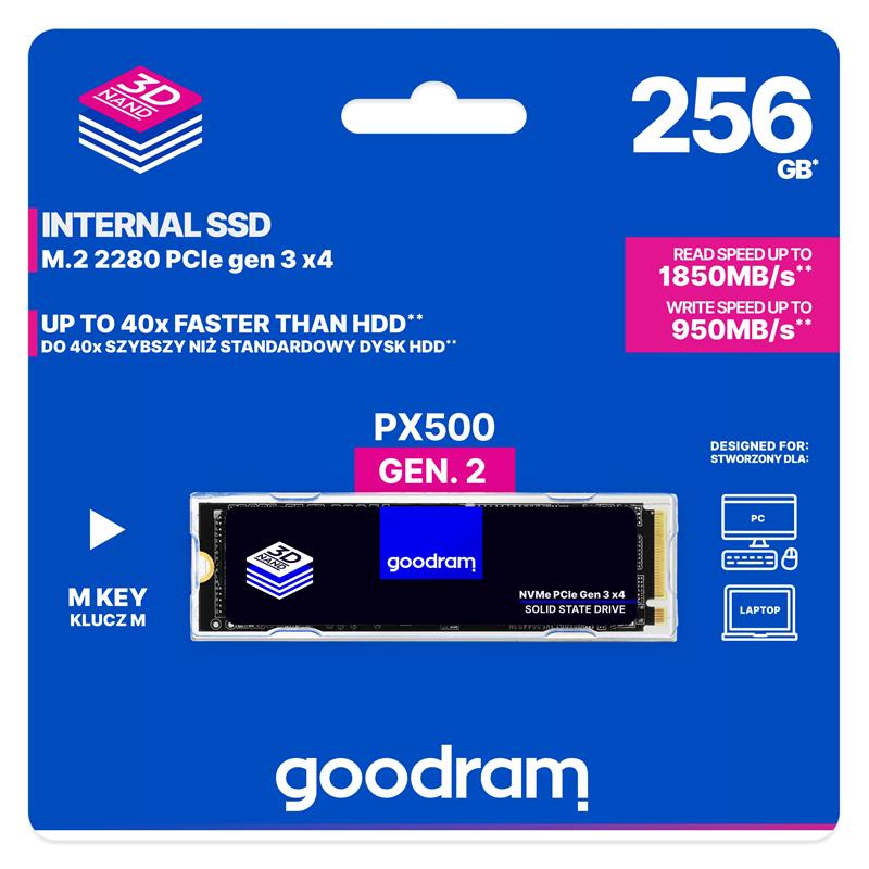Goodram PX500 SSD PCIe 3x4 256 GB M 2 2280 NVMe RETAIL GEN2