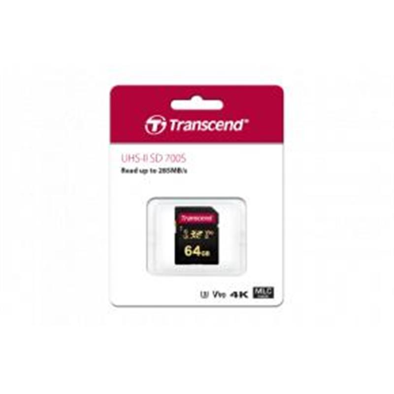 Transcend 700s SDXC 64GB UHS-II U3 Class10 V90 285 180MB s MLC NAND