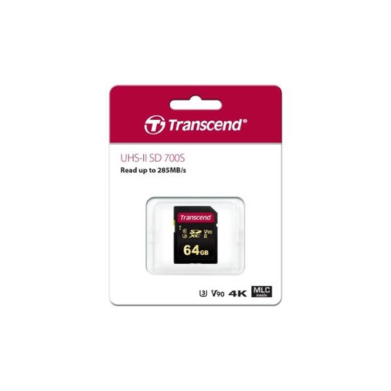 Transcend 700s SDXC 64GB UHS-II U3 Class10 V90 285 180MB s MLC NAND