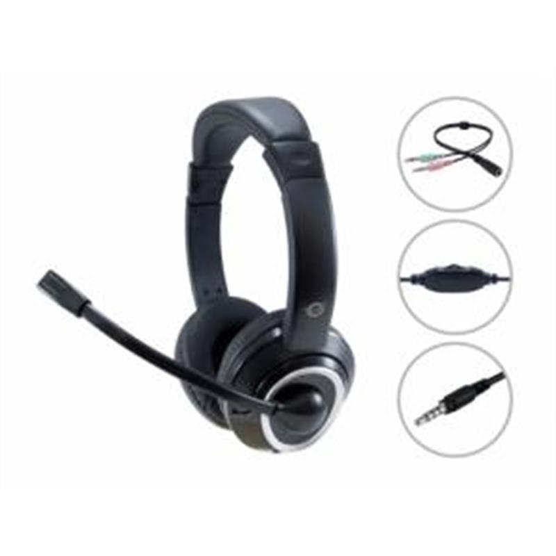 Conceptronic POLONA02BA hoofdtelefoon/headset Hoofdband 3,5mm-connector Zwart