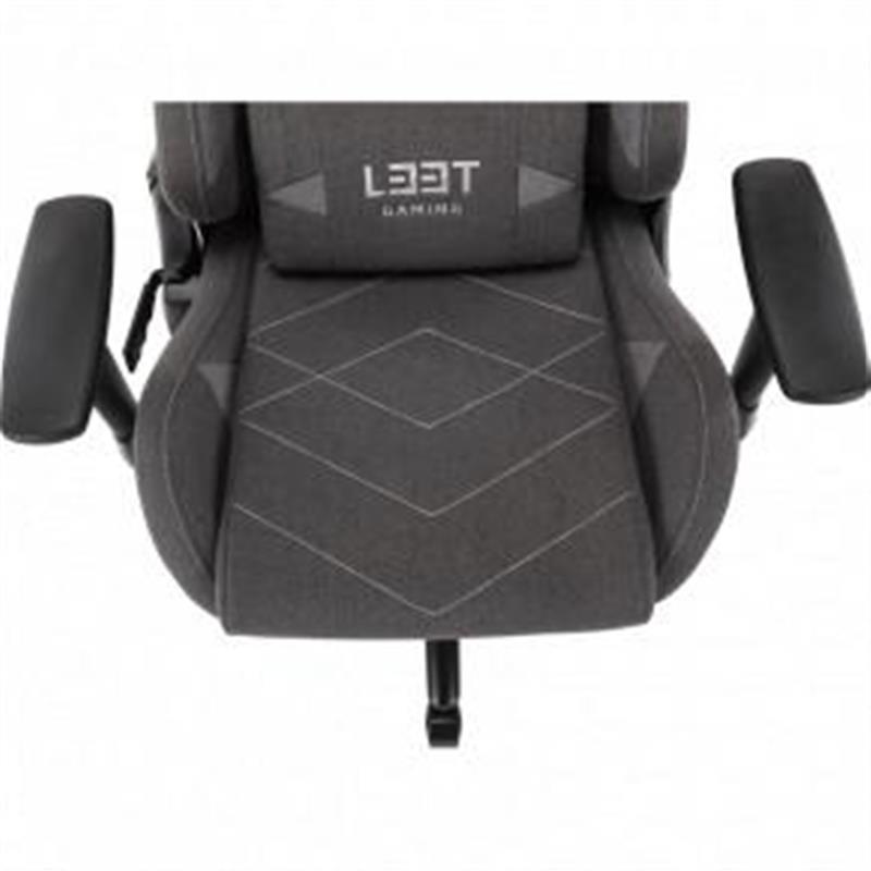 L33T Gaming Elite V4 Gaming Chair SOFT CANVAS Dark grey w decor Tilt recline