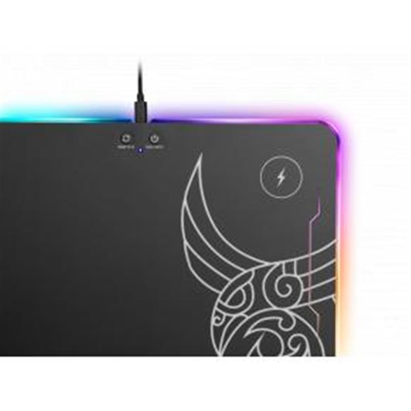 L33T Gaming Kvennavagn RGB Hard Gaming mat w Qi charge 355 x 255 x 5 8 mm Black