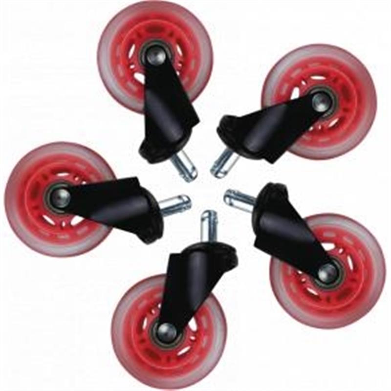 L33T Gaming 3inch Rubber Casters Red 5pcs