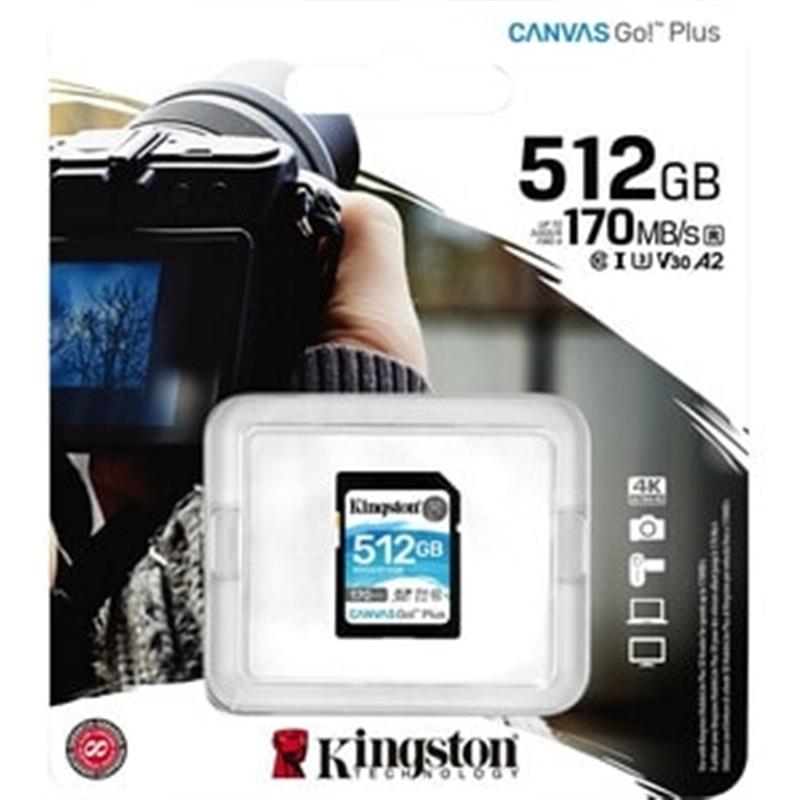 Kingston Technology Canvas Go! Plus flashgeheugen 512 GB SD Klasse 10 UHS-I