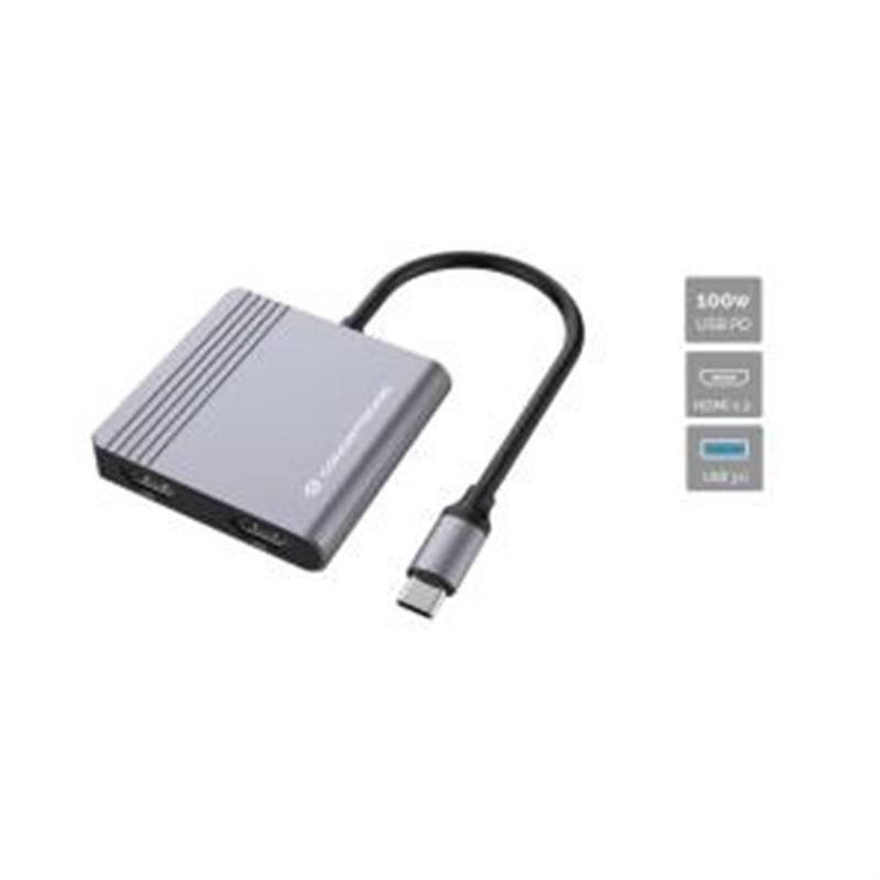 Conceptronic DONN13G notebook dock & poortreplicator Bedraad USB 3.2 Gen 1 (3.1 Gen 1) Type-C Grijs