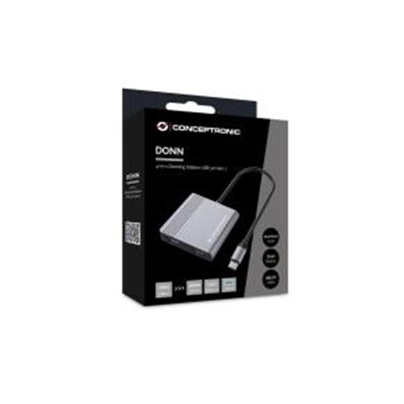 Conceptronic DONN13G notebook dock & poortreplicator Bedraad USB 3.2 Gen 1 (3.1 Gen 1) Type-C Grijs