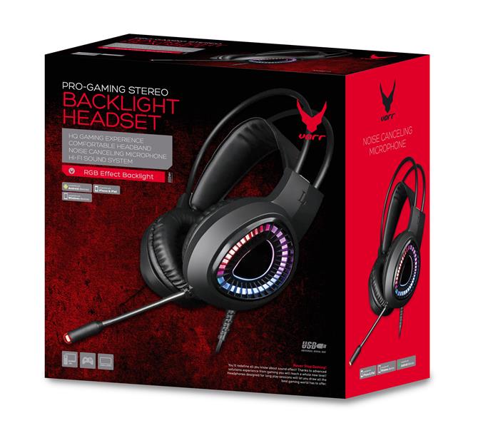 Varr Gaming USB 7 1 Headset - RGB color - black