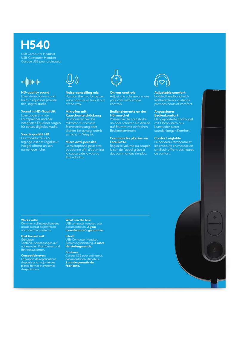 Logitech H540 Headset Hoofdband Zwart