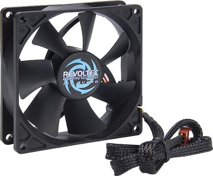 Revoltec Fan Airguard 92x92x25 mm airflow 39 87cfm 25 87db 3 pin molex 2000rpm