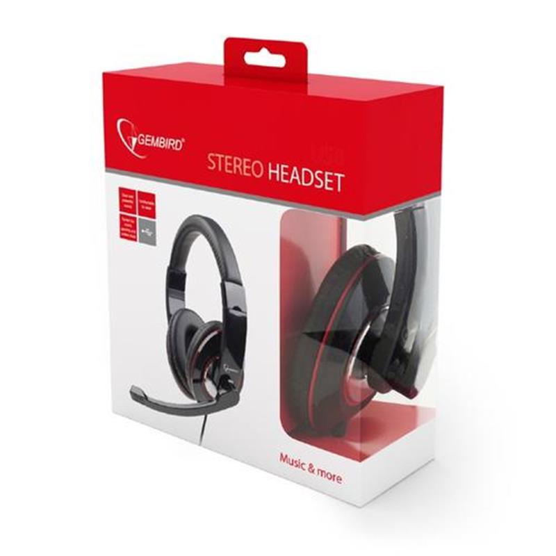 Gembird stereo headset glossy zwart