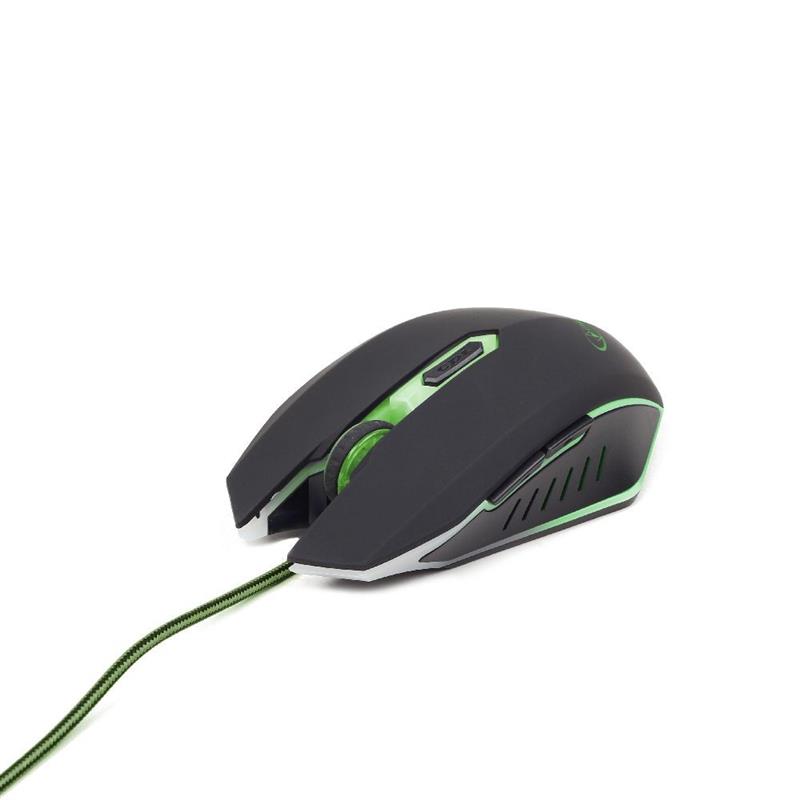 Gembird Gaming muis USB zwart groen 2400dpi illuminated