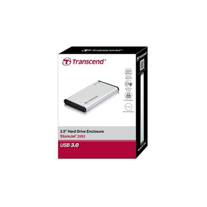 Transcend StoreJet 25S3 2 5 HDD- SSD-behuizing Zilver Stroomvoorziening via USB