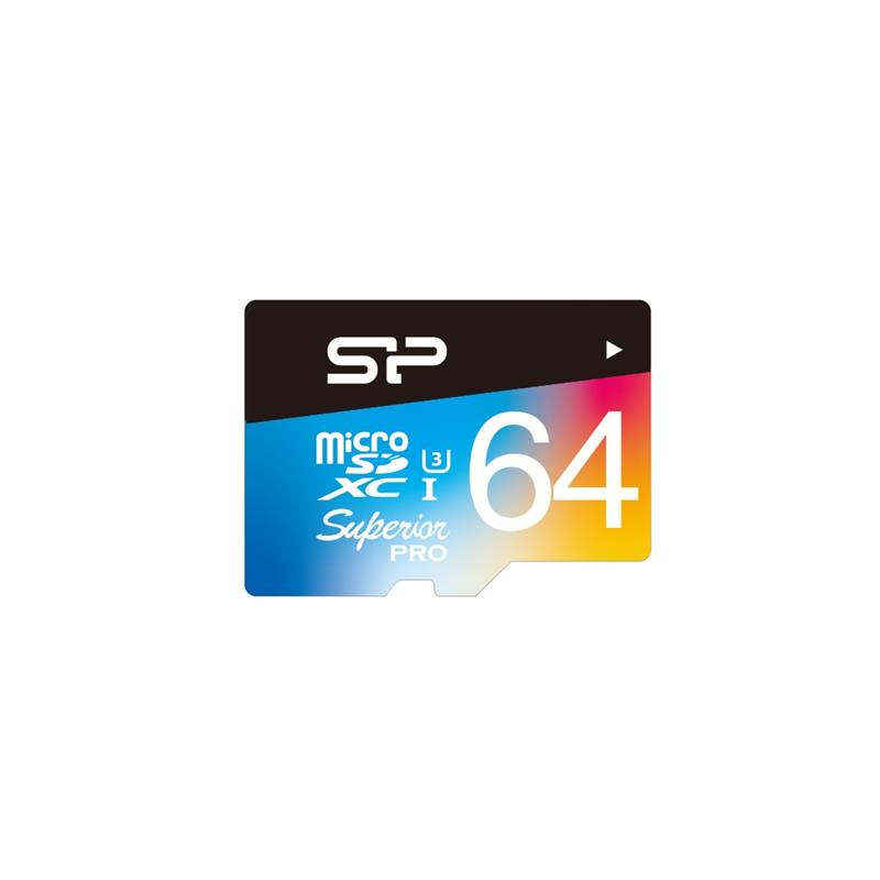 Silicon Power 64GB Superior PRO MicroSDXC Class10 UHS-1 U3 R90/W80Mb/s incl. SD-adapter Zwart