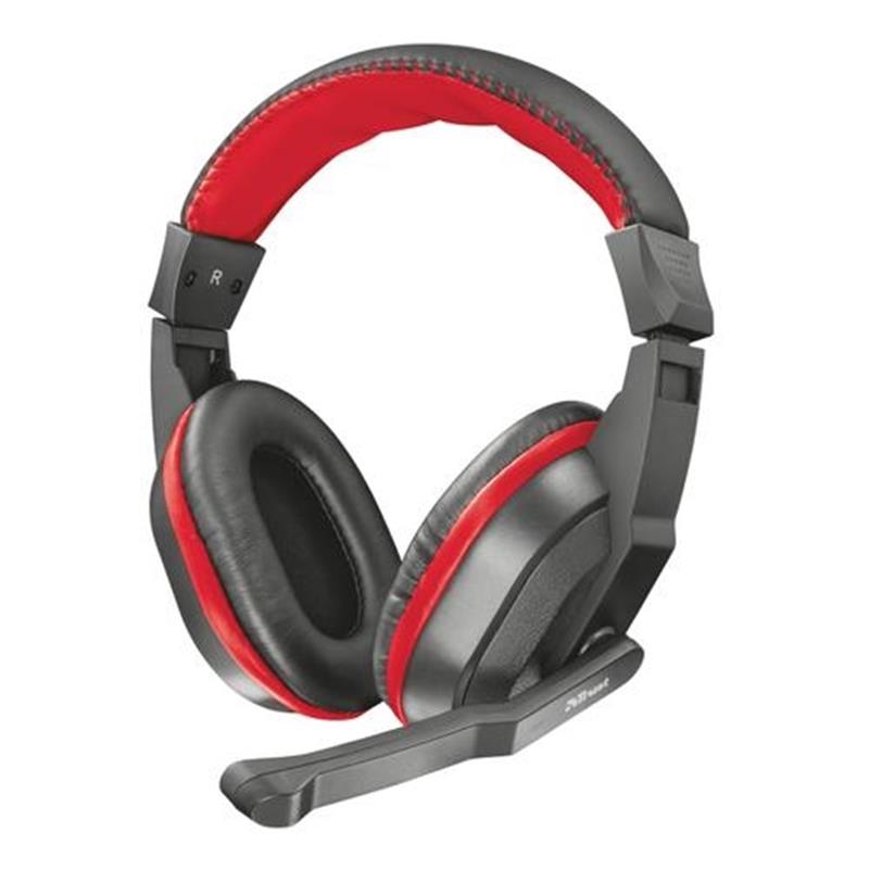 Trust 21953 hoofdtelefoon/headset Bedraad Hoofdband Gamen Zwart, Rood