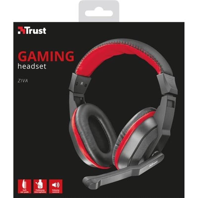 Trust 21953 hoofdtelefoon/headset Bedraad Hoofdband Gamen Zwart, Rood