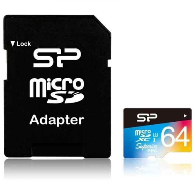 Silicon Power 64GB Superior PRO MicroSDXC Class10 UHS-1 U3 R90/W80Mb/s incl. SD-adapter Zwart