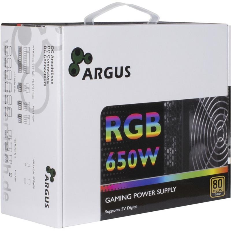 Inter-Tech Argus RGB-650W CM II power supply unit 20+4 pin ATX ATX Zwart