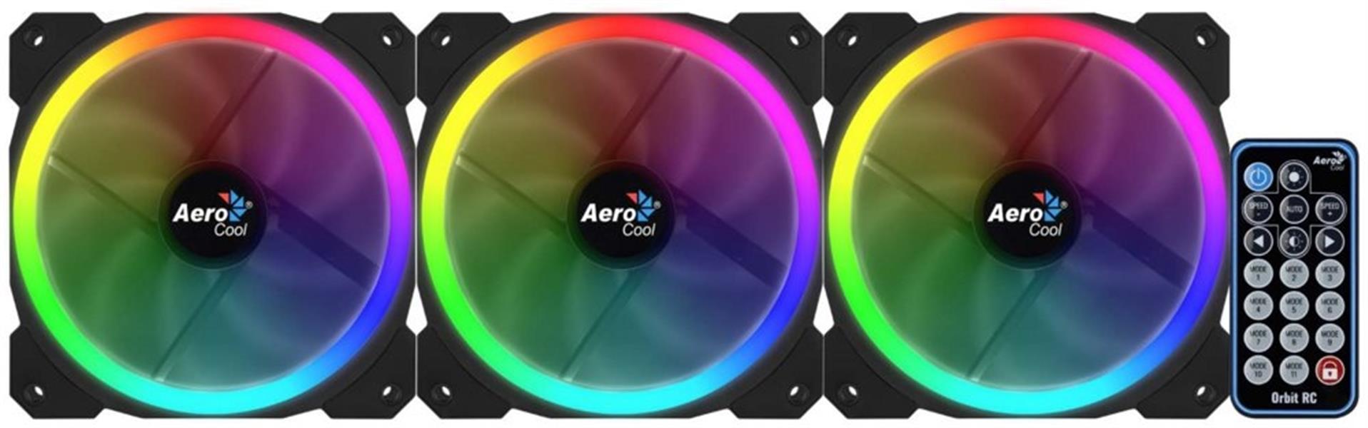 Aerocool Orbit RC 3x120MM RGB/GAMING +Remote 14.1dB/ RGB